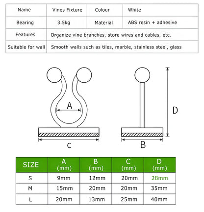 Premium Vine Plant Climbing Hook Set - Adhesive-backed hooks for easy, damage-free installation to support climbing plants and vines