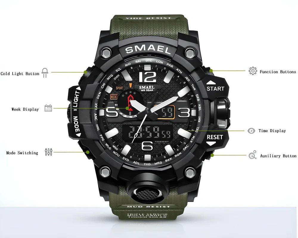 SMAEL ZR-660 Jungle Edition Waterproof and Shockproof Tactical Watch with Rugged Design and Advanced Features
